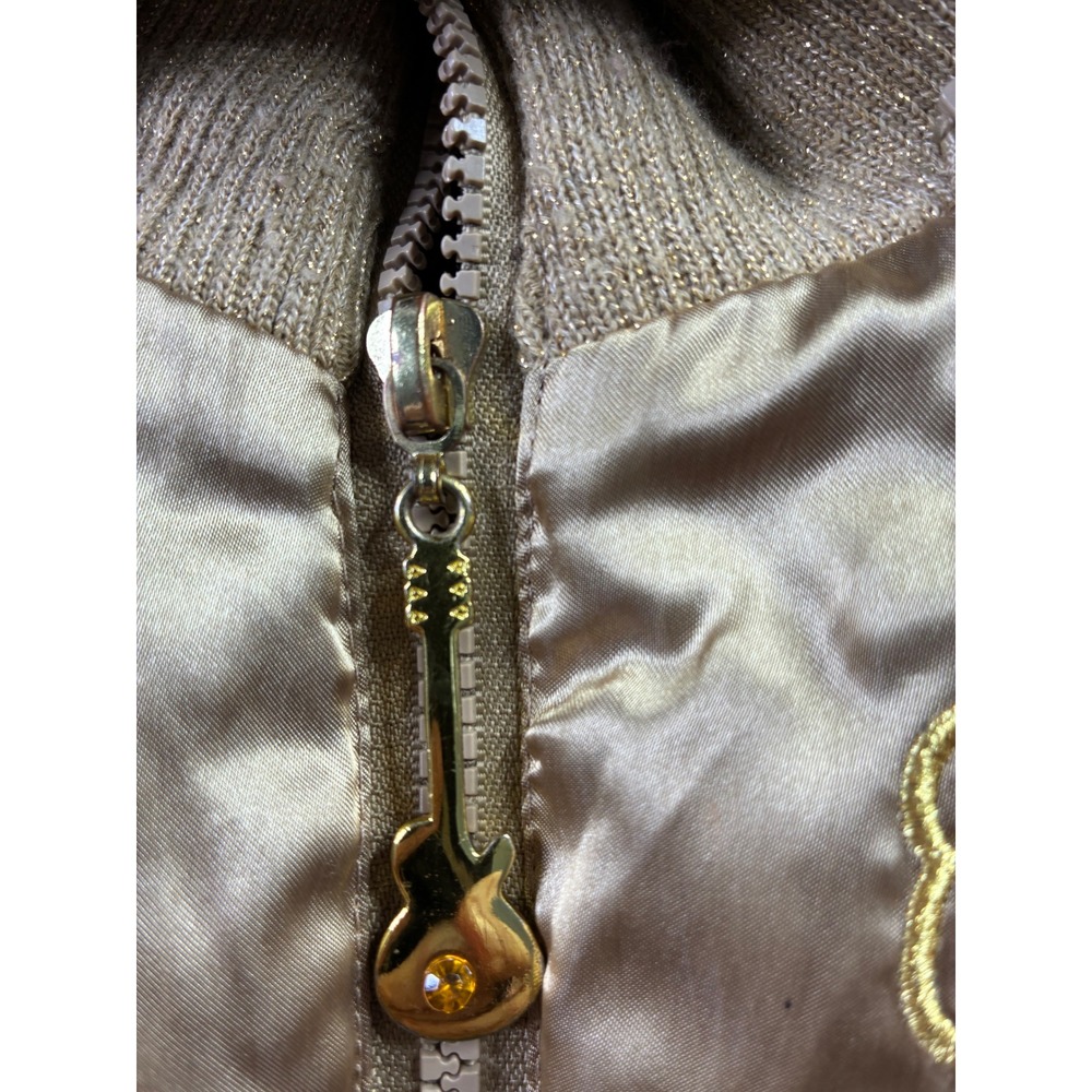 VTG Y2K Hannah Montana Miley Cyrus Disney Gold Fur Hood Bomber Jacket Girls 7/8 - Picture 5 of 15